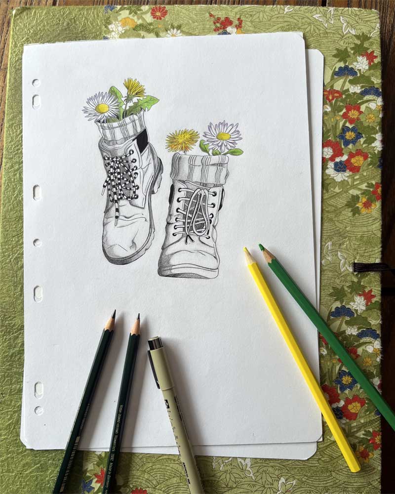 Flash tattoo chaussures de rando - Tatouage rando