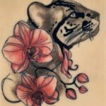 Tattoo orchidée / Chat de Tasmanie
