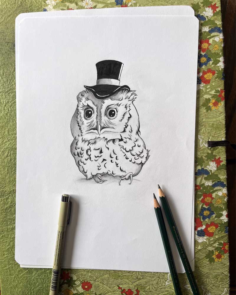 Flash tattoo hibou - tatouage petit duc